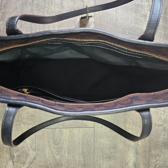 COACH Signature Canvas Tote Bag - Brown and Black - Picture 10 of 12